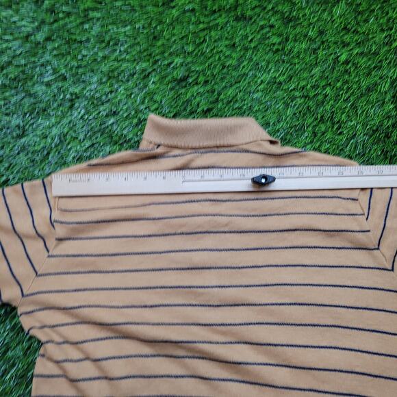Vintage 70s JCPenney Striped Knit Polo Shirt Womens Medium Banded Hem Blouson - Picture 7 of 9